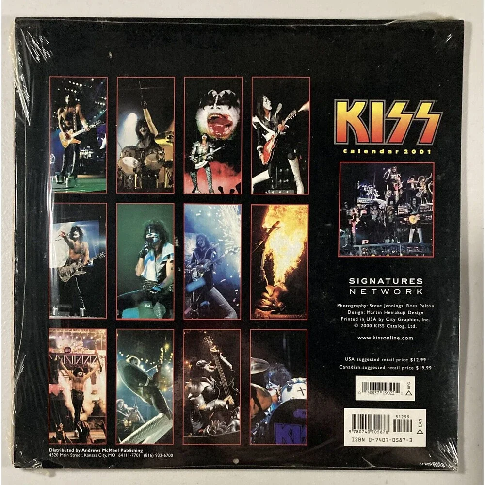 KISS: 12 month Calendar, 2001, Shrink Wrapped, opened: • Paul, Gene, Ace, Peter
